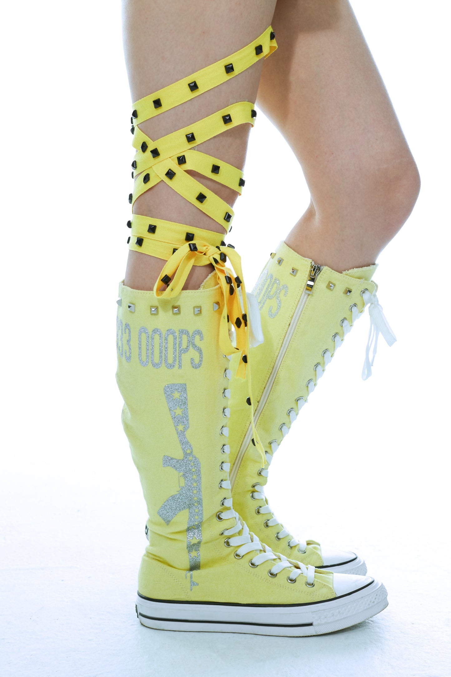 Ooops333 PUNK HI BOOT TALL CANVAS BOOTS