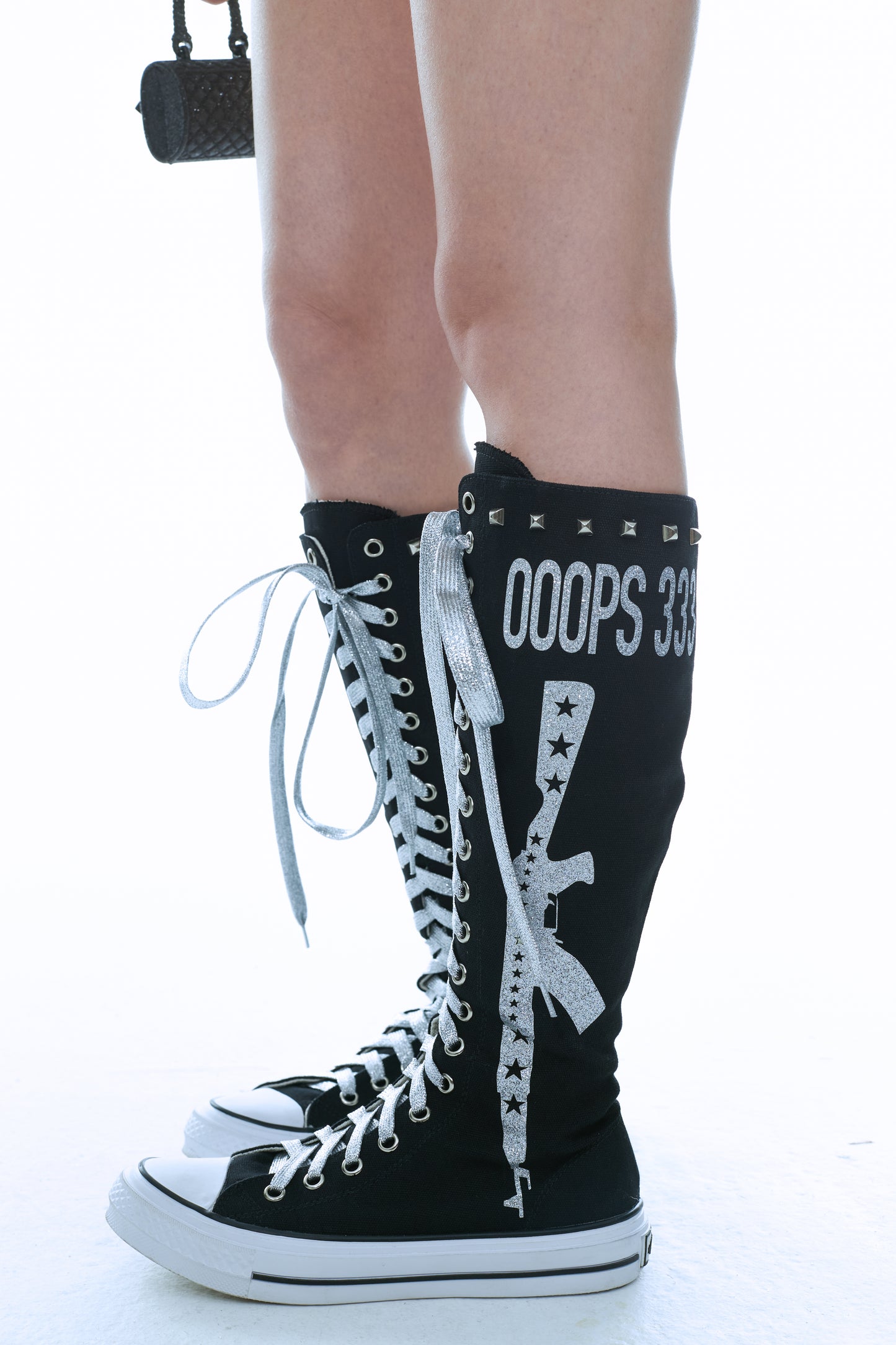 Ooops333 PUNK HI BOOT TALL CANVAS BOOTS