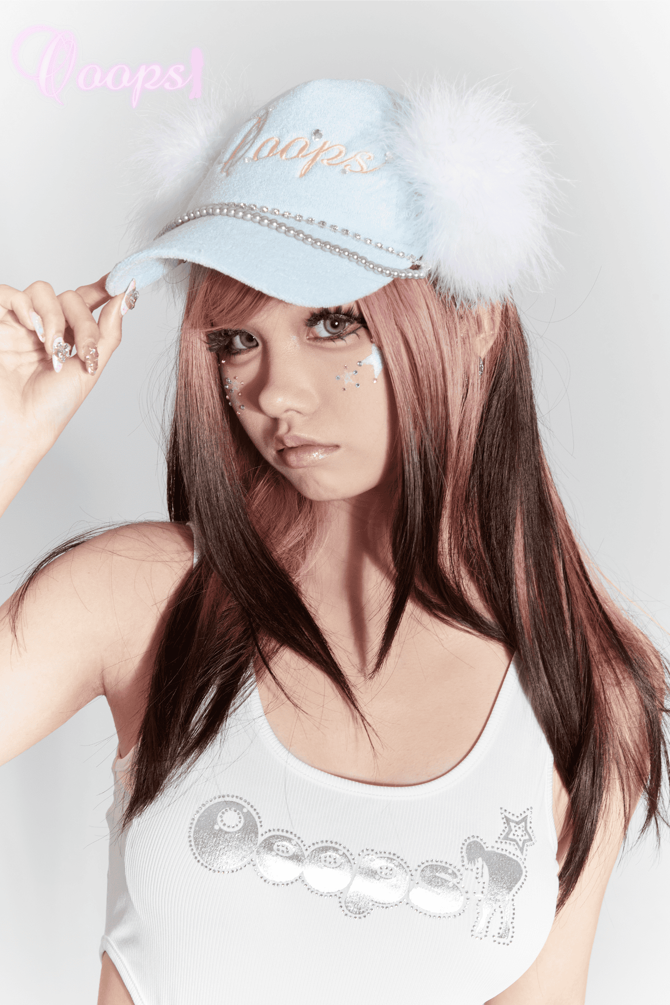 Ooops333 Y2K POM-POM CAP BLUE