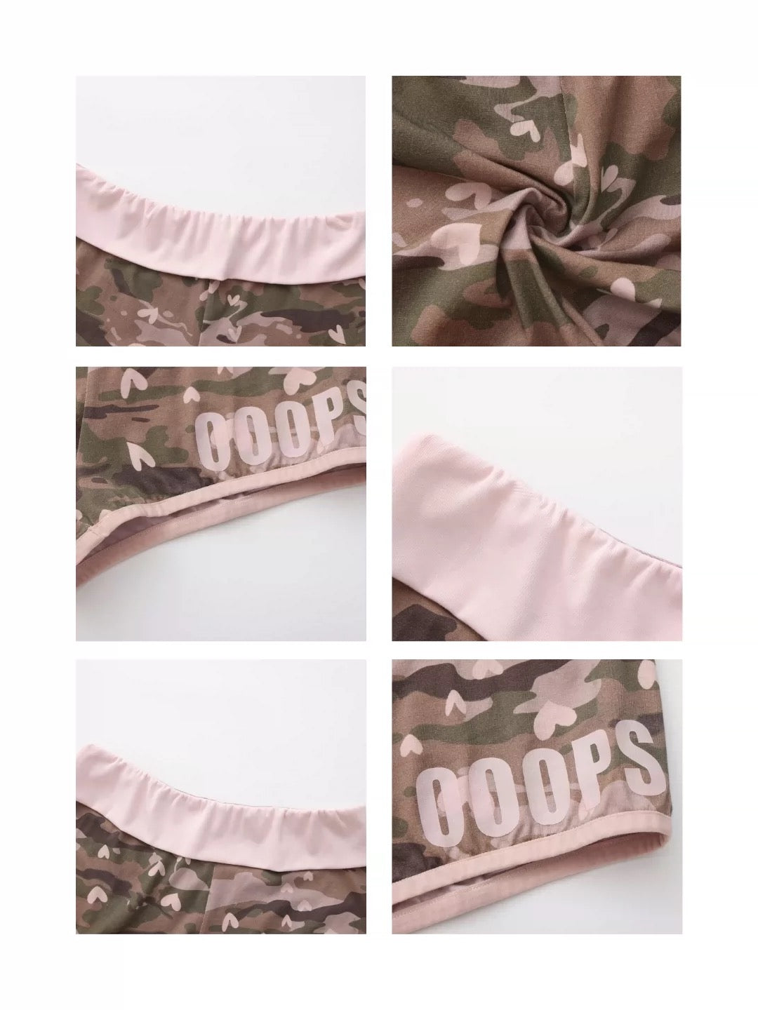 Ooops 26SS 「SLAY!」Pink Heart Camo Hooded T-Shirt Shorts Set