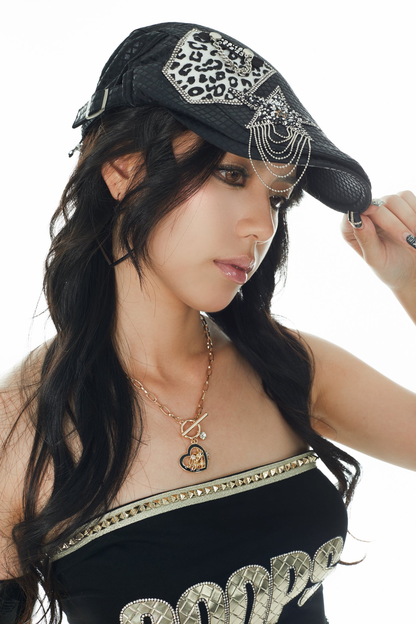 Ooops333 LEOPARD STAR CHAIN BERET