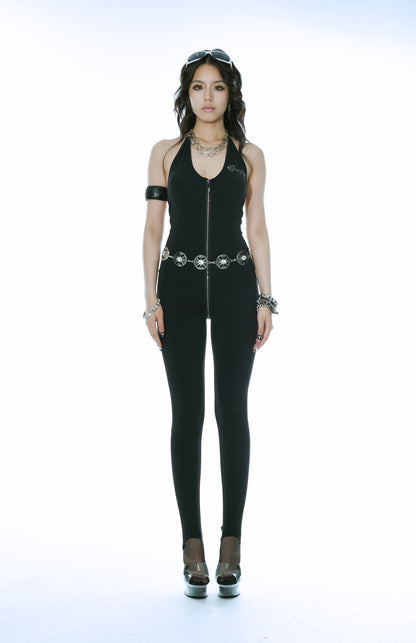 Ooops333 RHINESTONE ZIPPER SEXY JUMPSUIT