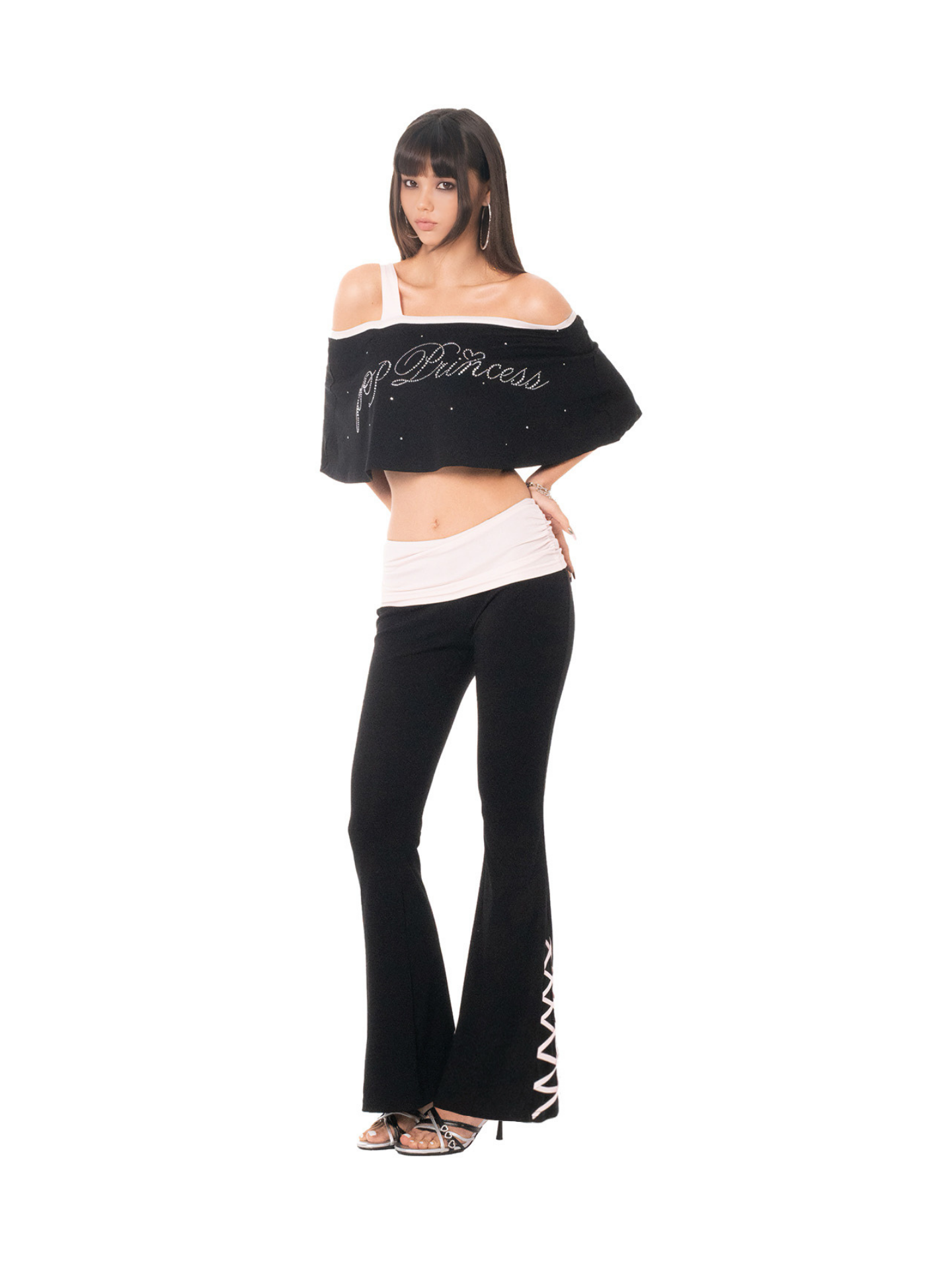 Ooops333 26SS 「SLAY！」Ruffle Trim Top and Flare Pants Set