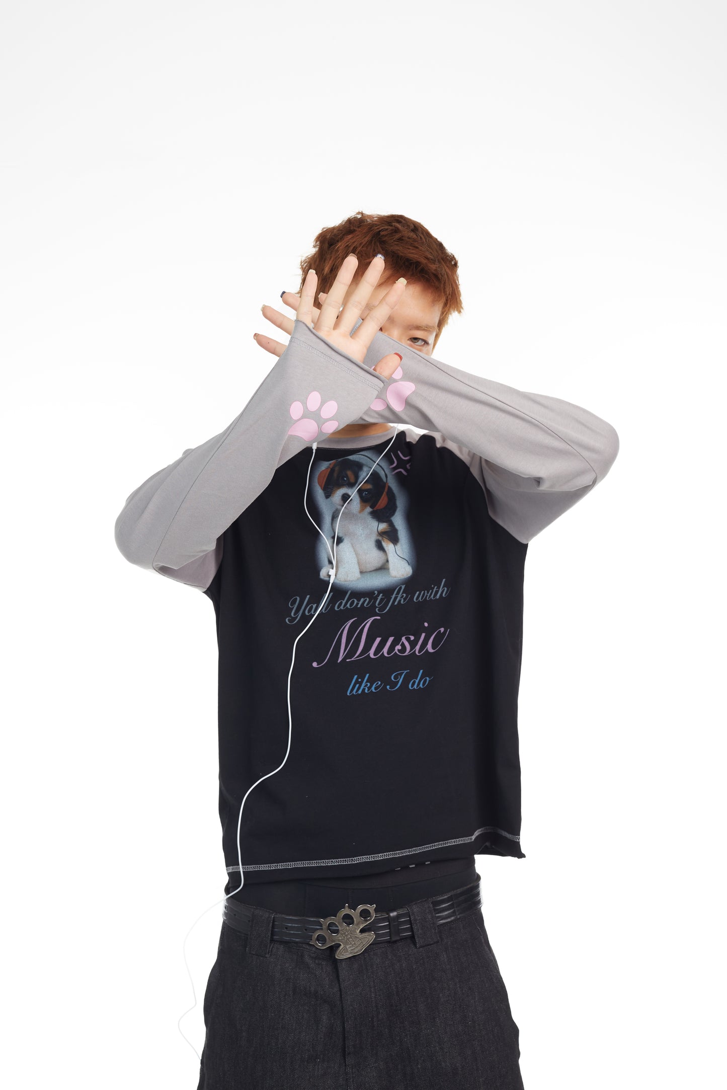 Ooops333 25AW 「Yall don't fk with music like i do」LONG SLEEVE TEE（OVERSIZE）