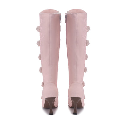 Ooops333 Napoleon Vintage Lace-Up Stiletto Knee High Boots