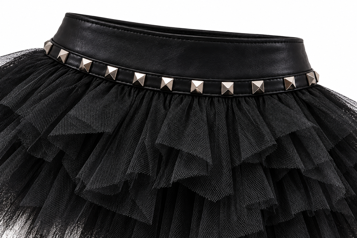 Ooops333 Punk Studded Tulle Skirt