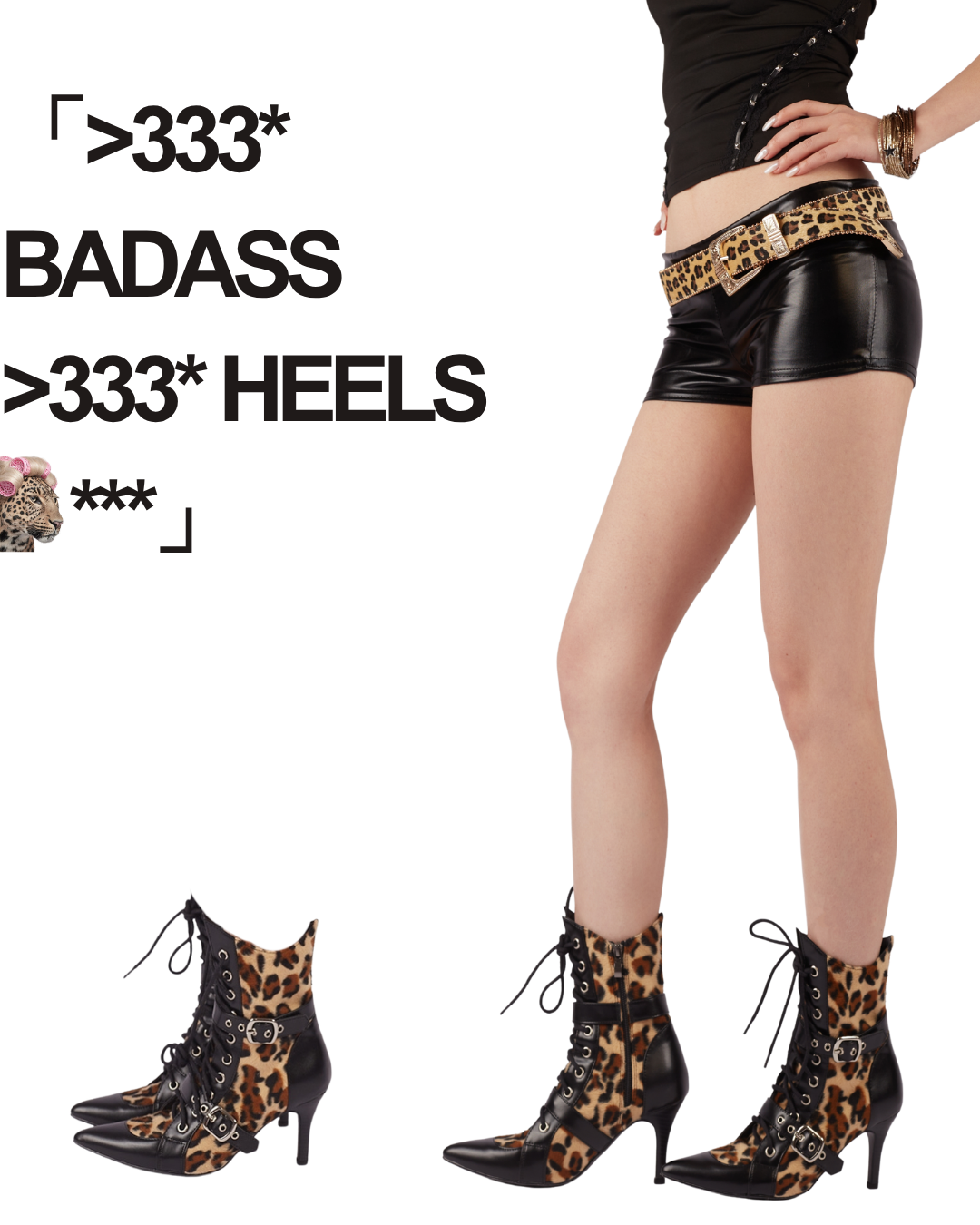 Ooops333 26SS 「CHEETAH」HI HEEL BOOTS 8CM HEEL