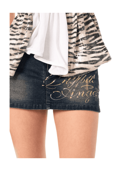 Ooops333 26SS 「SLAY！」2000s Angel Gold Foil Denimi Skirt