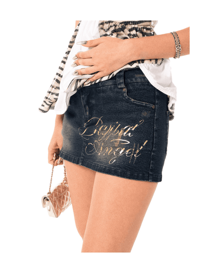 Ooops333 26SS 「SLAY！」2000s Angel Gold Foil Denimi Skirt