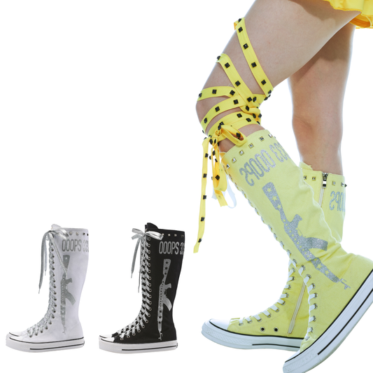 Ooops333 PUNK HI BOOT TALL CANVAS BOOTS