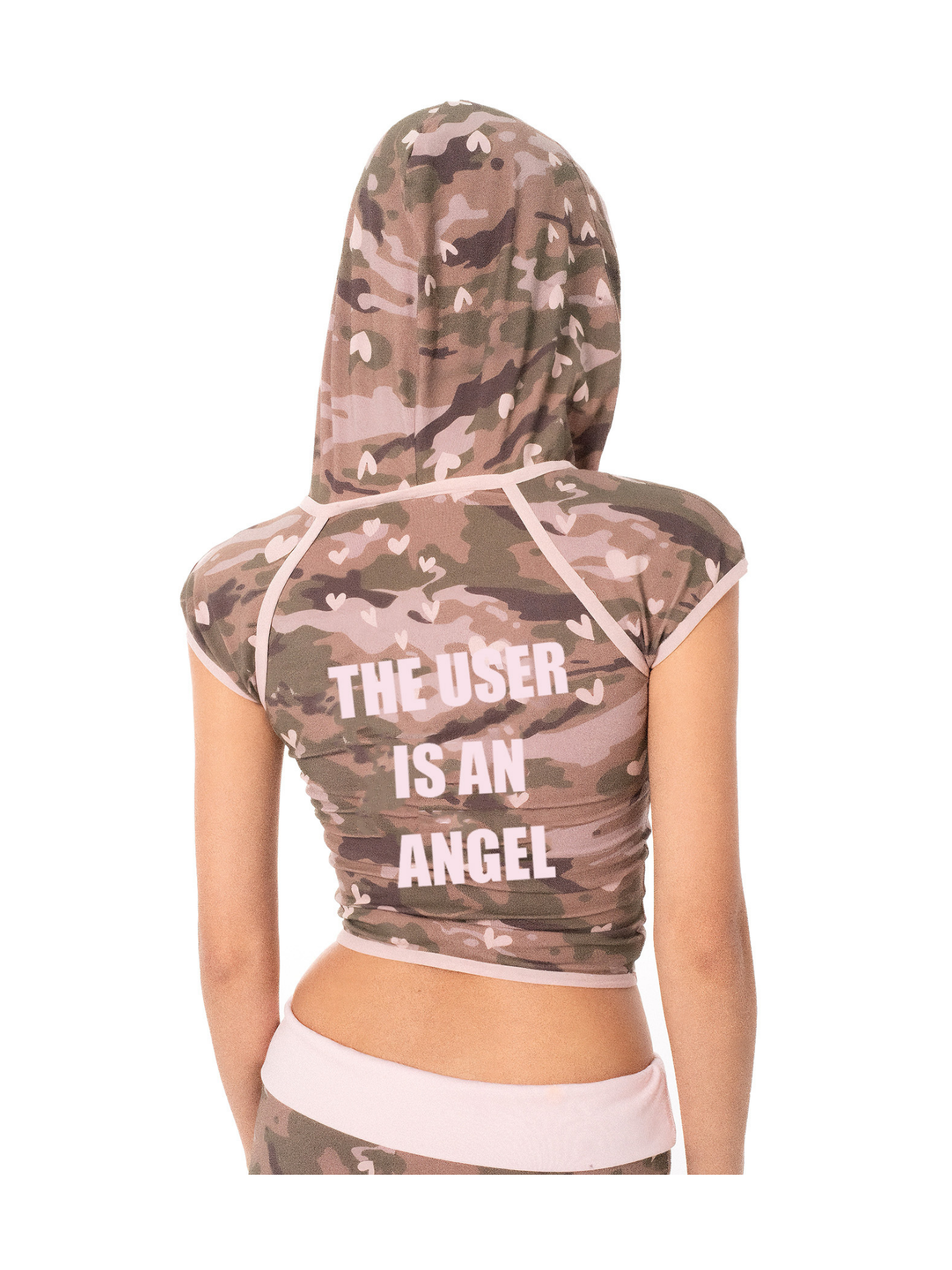Ooops 26SS 「SLAY！」Pink Heart Camo Hooded T-Shirt Shorts Set