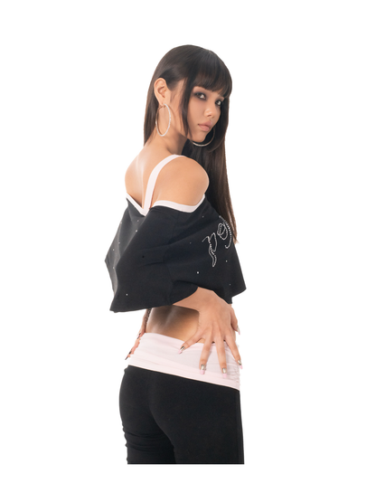 Ooops333 26SS 「SLAY！」Ruffle Trim Top and Flare Pants Set