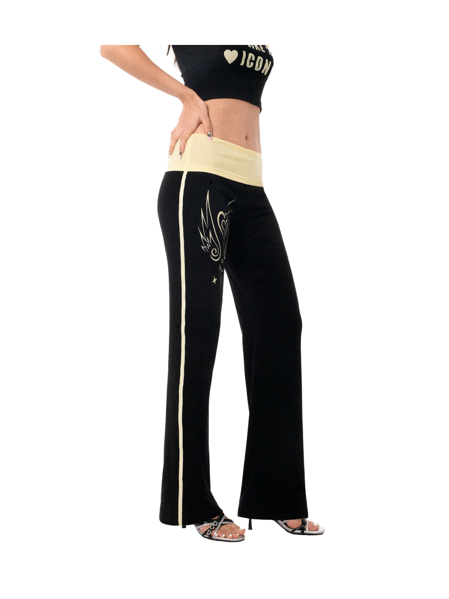 Ooops333 26SS 「SLAY！」2000s Icon Off-Shoulder Top and Flare Pants Set