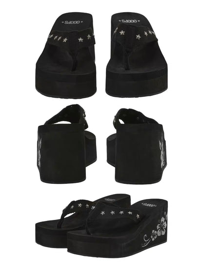 Ooops333 26SS 「SLAY！」Platform Wedge Flip Flop Sandals