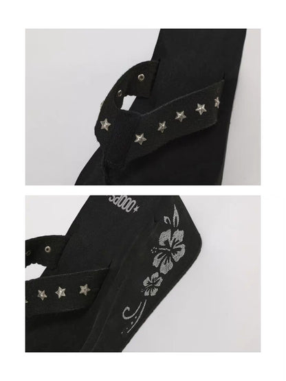 Ooops333 26SS 「SLAY！」Platform Wedge Flip Flop Sandals