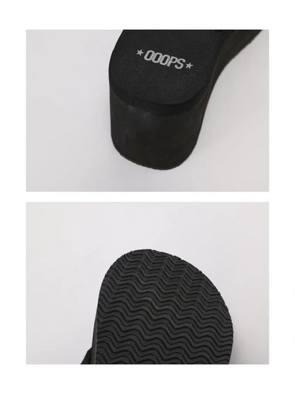Ooops333 26SS 「SLAY！」Platform Wedge Flip Flop Sandals