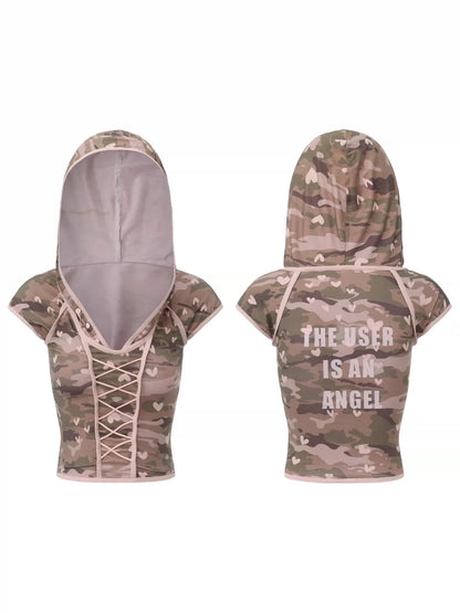 Ooops 26SS 「SLAY！」Pink Heart Camo Hooded T-Shirt Shorts Set