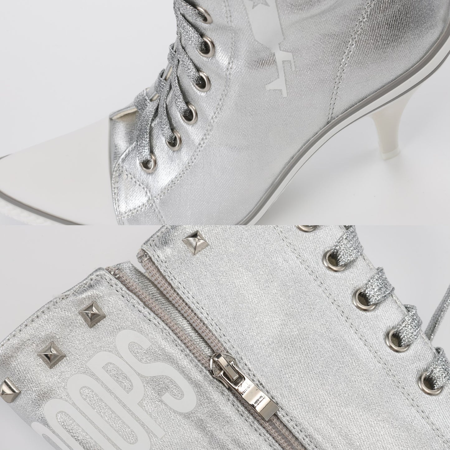 Ooops333 PUNK HI HEEL TALL CANVAS BOOTS - 9CM HEEL