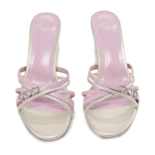 Ooops333 26SS 「SLAY！」Asymmetrical Pointed Toe Bow Kitten Heel Sandals