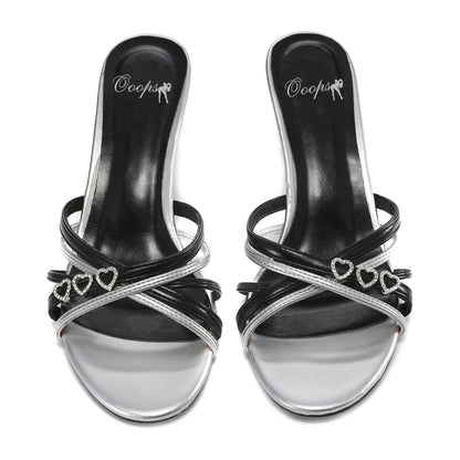 Ooops333 26SS 「SLAY！」Asymmetrical Pointed Toe Bow Kitten Heel Sandals